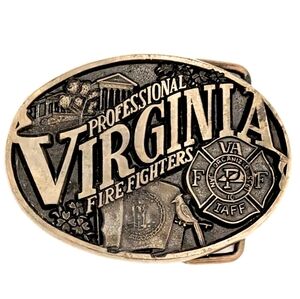 Vintage 1986 Norman Foundry Virginia Professional Fire Fighters Belt Buckle – So